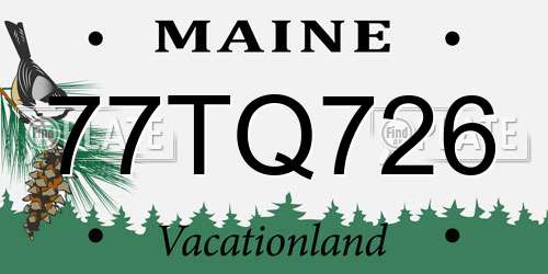 77TQ726 Maine License Plate