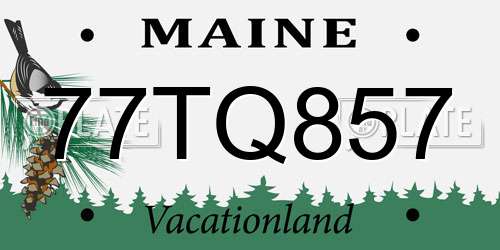 77TQ857 Maine License Plate