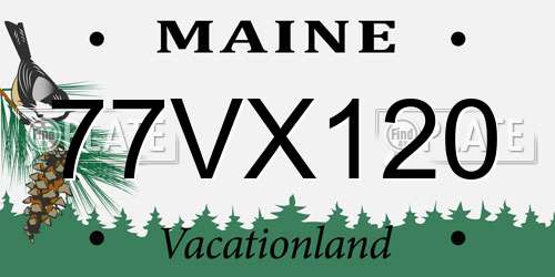 77VX120 Maine License Plate