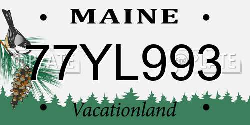 77YL993 Maine License Plate