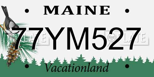 77YM527 Maine License Plate