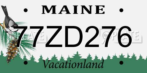 77ZD276 Maine License Plate
