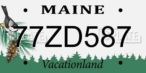 77ZD587 Maine License Plate