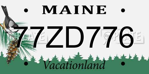 77ZD776 Maine License Plate