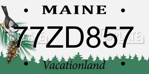 77ZD857 Maine License Plate