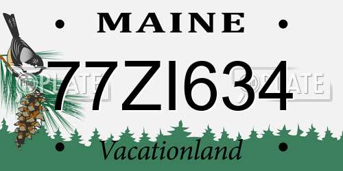 77ZI634 Maine License Plate