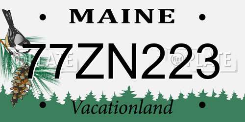77ZN223 Maine License Plate