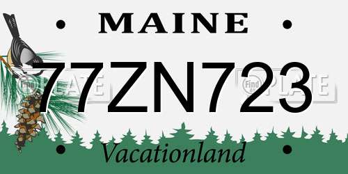 77ZN723 Maine License Plate