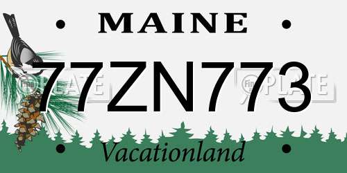 77ZN773 Maine License Plate