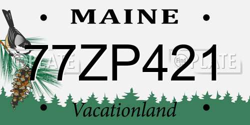 77ZP421 Maine License Plate