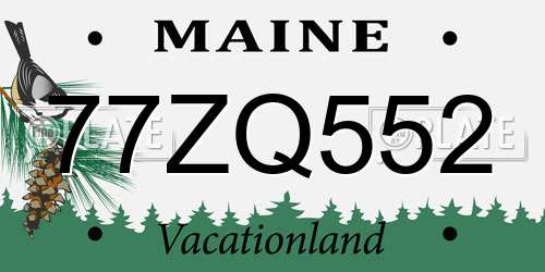 77ZQ552 Maine License Plate