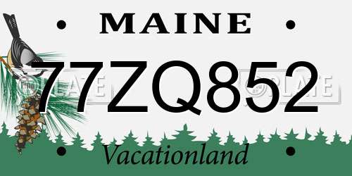 77ZQ852 Maine License Plate