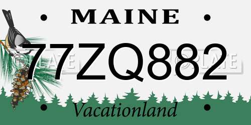 77ZQ882 Maine License Plate