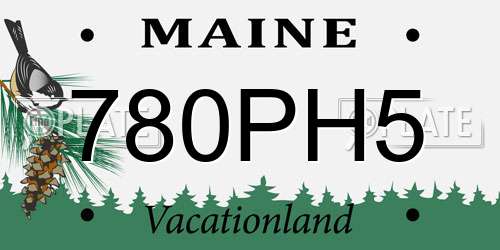 780PH5 Maine License Plate