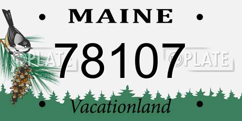 78107 Maine License Plate