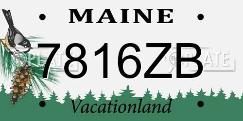 7816ZB Maine License Plate