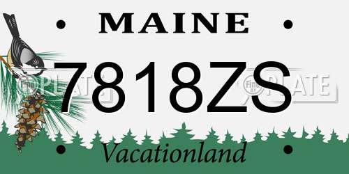 7818ZS Maine License Plate