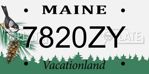 7820ZY Maine License Plate