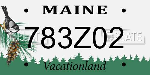 783Z02 Maine License Plate