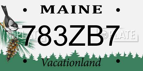 783ZB7 Maine License Plate