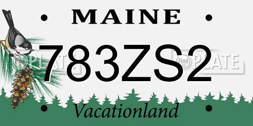 783ZS2 Maine License Plate