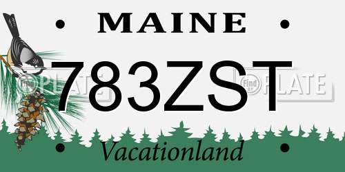 783ZST Maine License Plate