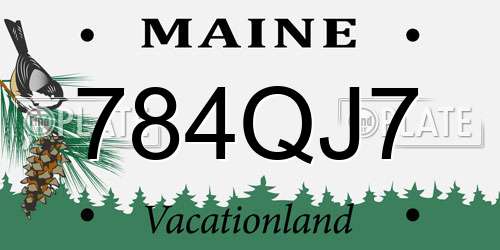 784QJ7 Maine License Plate
