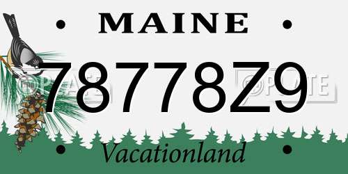 78778Z9 Maine License Plate