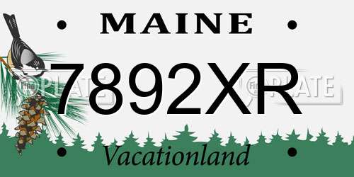 7892XR Maine License Plate