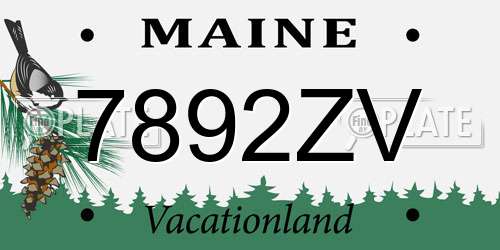 7892ZV Maine License Plate