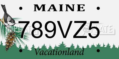 789VZ5 Maine License Plate