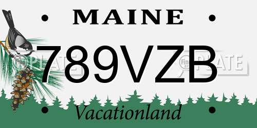789VZB Maine License Plate