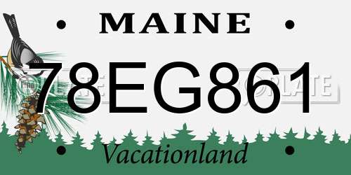 78EG861 Maine License Plate