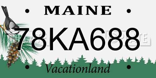 78KA688 Maine License Plate