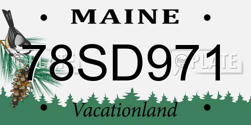 78SD971 Maine License Plate