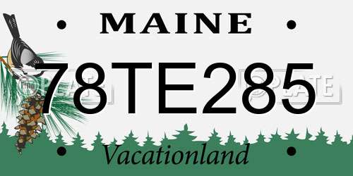 78TE285 Maine License Plate