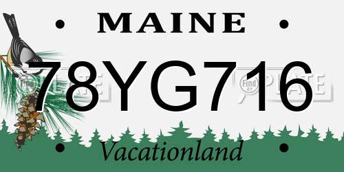 78YG716 Maine License Plate