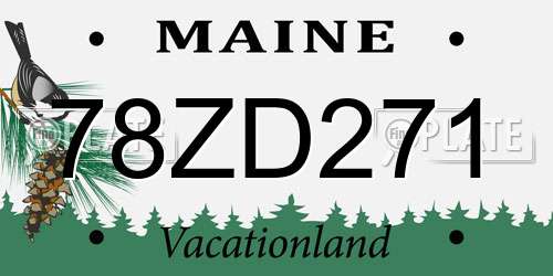 78ZD271 Maine License Plate