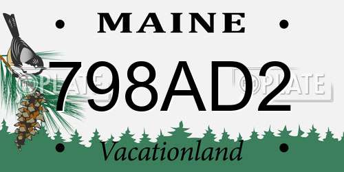 798AD2 Maine License Plate
