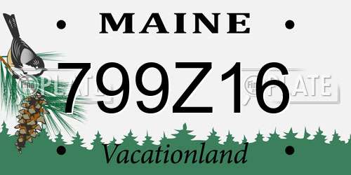799Z16 Maine License Plate