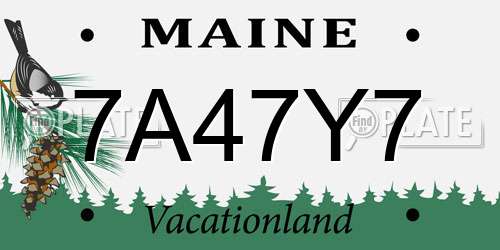 7A47Y7 Maine License Plate