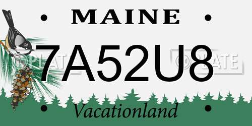7A52U8 Maine License Plate