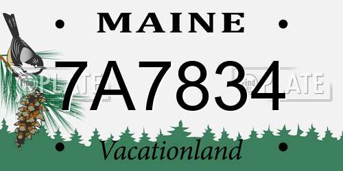 7A7834 Maine License Plate