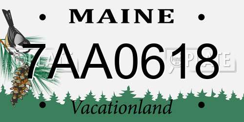 7AA0618 Maine License Plate