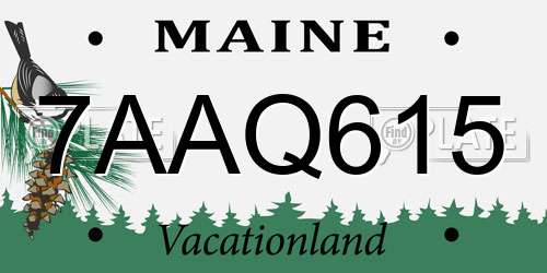 7AAQ615 Maine License Plate