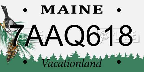 7AAQ618 Maine License Plate
