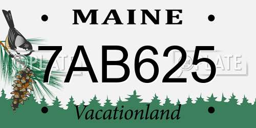 7AB625 Maine License Plate