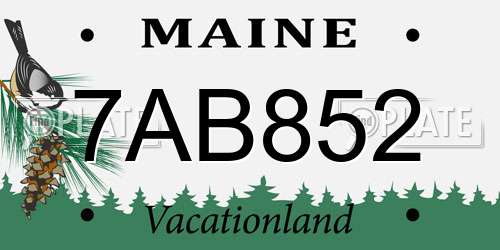 7AB852 Maine License Plate