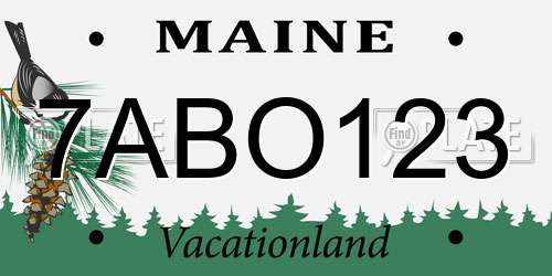 7ABO123 Maine License Plate