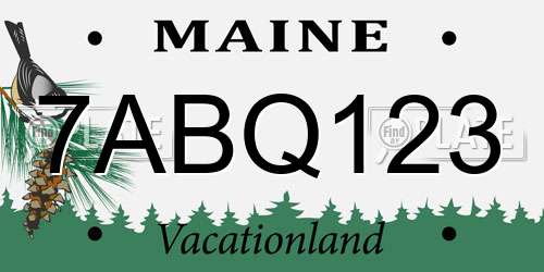 7ABQ123 Maine License Plate